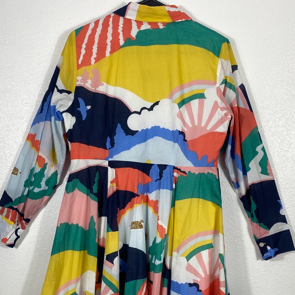 Boden Multicolor Abstract Long Sleeve Dress Size 8P 100% Cotton - Picture 7 of 16